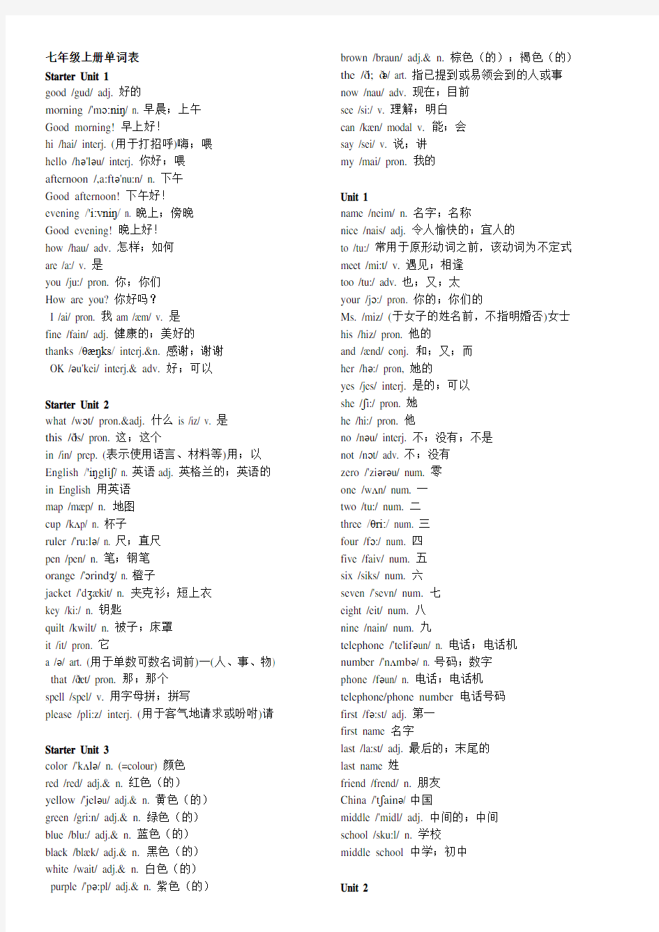 最新人教版新目标英语词汇表