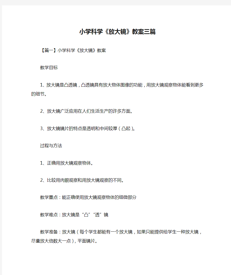 小学科学《放大镜》教案三篇