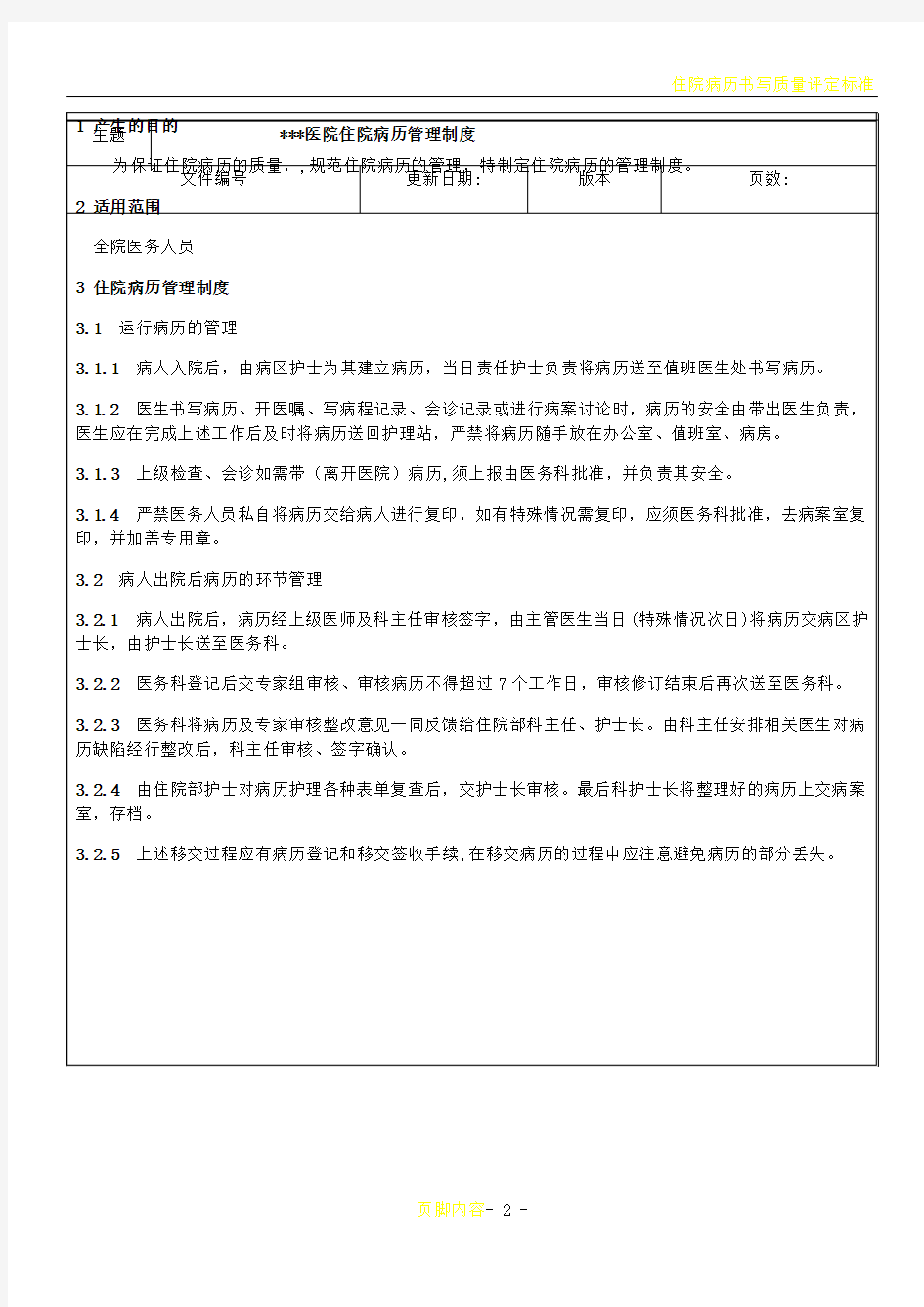 住院病历管理制度、流程图-样张