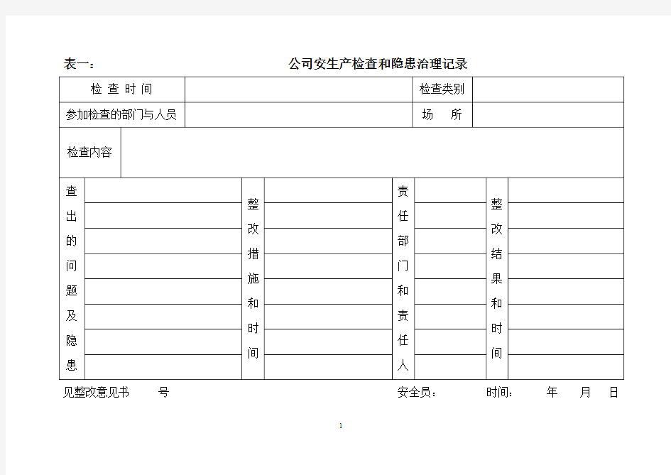 公司安全管理台帐样本