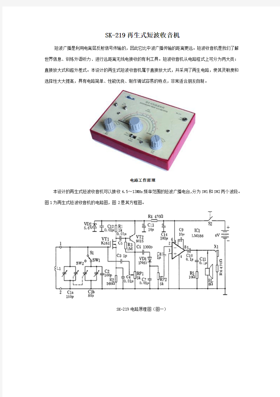 SK-219再生式短波收音机