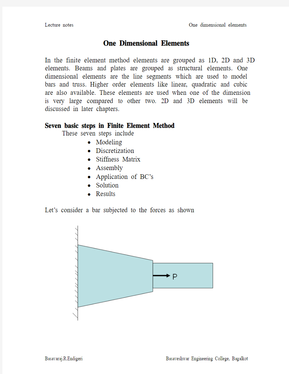 One dimensional element details