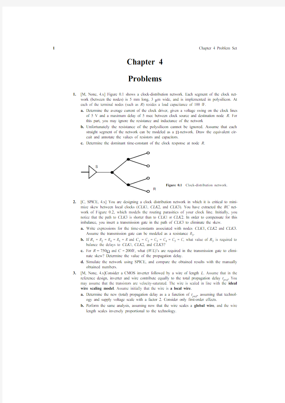 数字集成电路--电路、系统与设计(第二版)课后练习题-第四章 导线-Chapter 4 The Wire