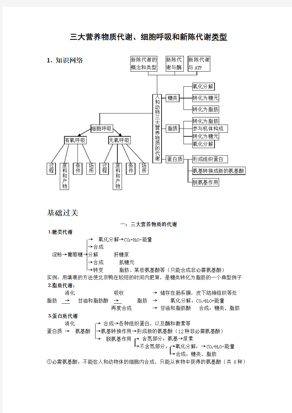 三大营养物质代谢