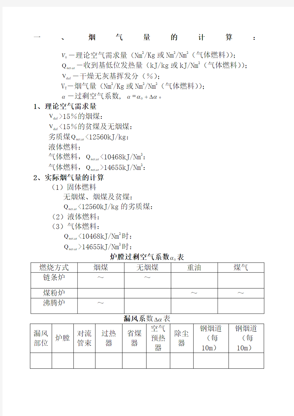 锅炉烟气量 烟尘 二氧化硫的计算