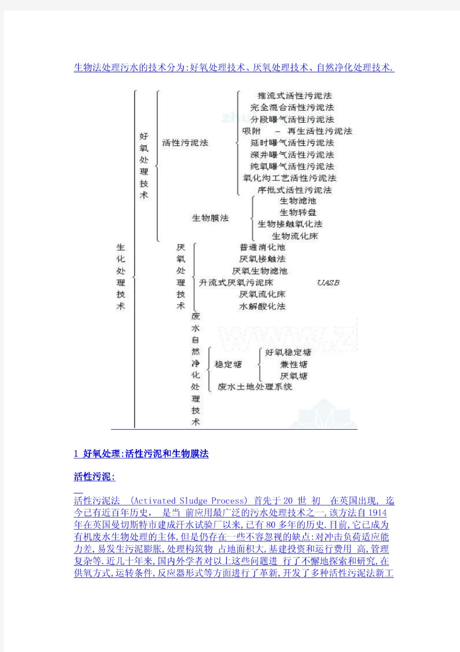 污水处理的各个生物处理法优缺点比较