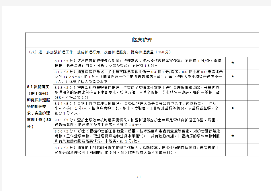 医院等级评审临床护理考核内容