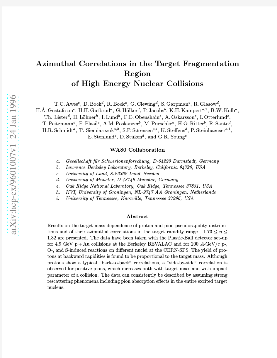 Azimuthal Correlations in the Target Fragmentation Region of High Energy Nuclear Collisions
