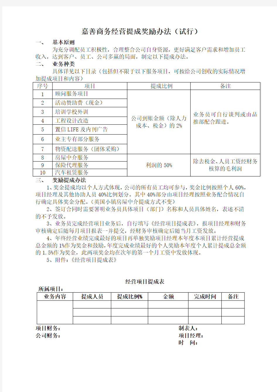 关于物业经营性收入奖励办法的通知