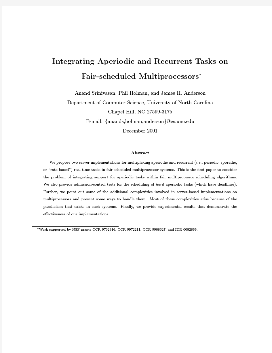 Integrating aperiodic and recurrent tasks on fair-scheduled multiprocessors