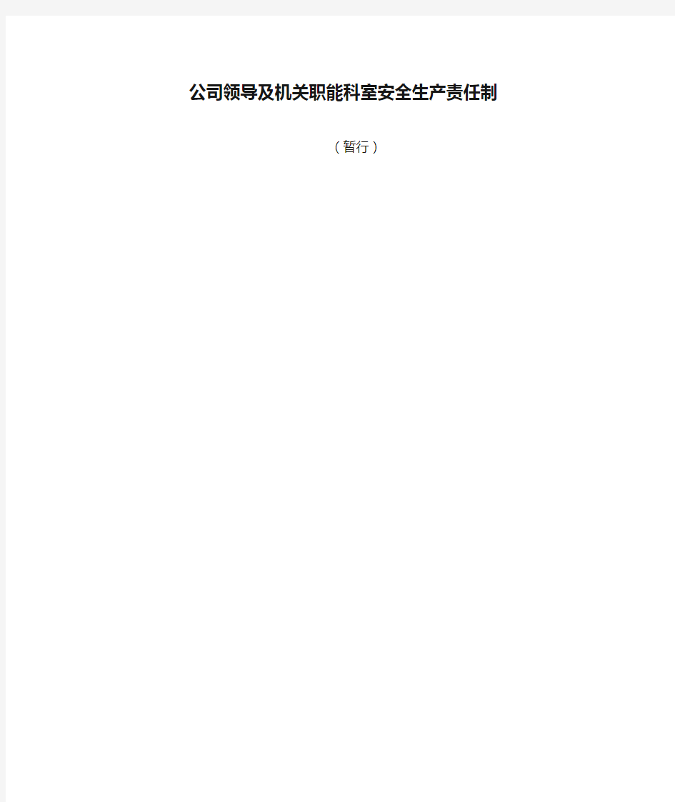 公司领导及机关职能科室安全生产责任制