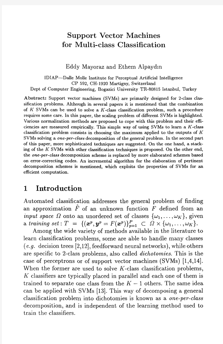 svm for multi-class