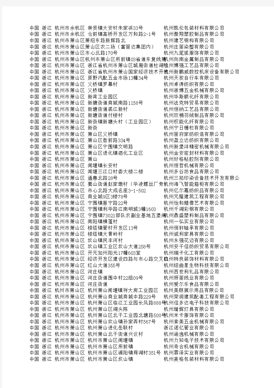 最新杭州企业名录下载