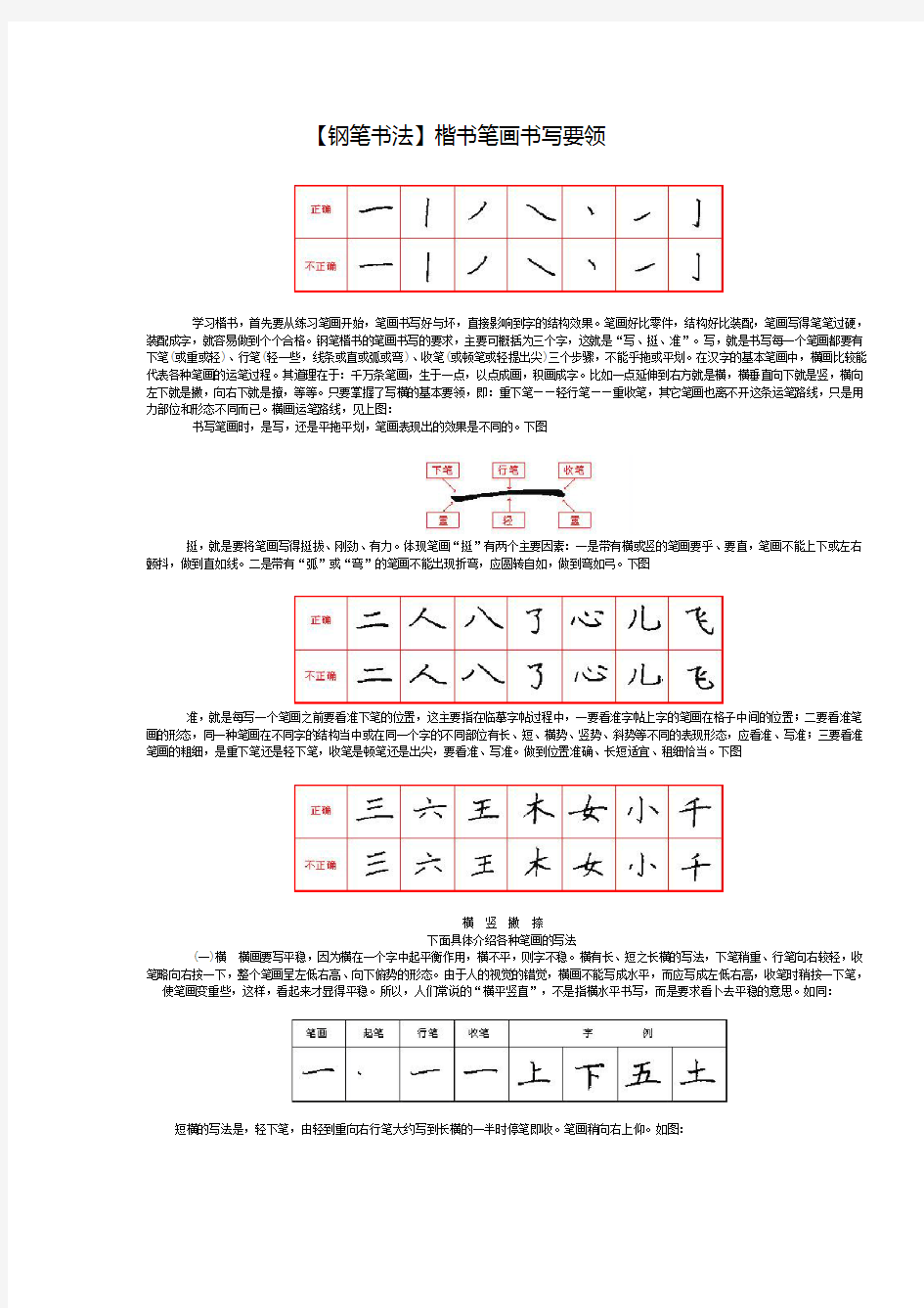 楷书笔画书写要领