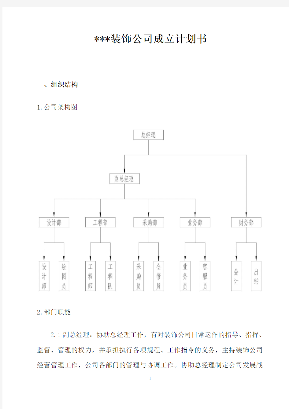 装饰公司成立计划书