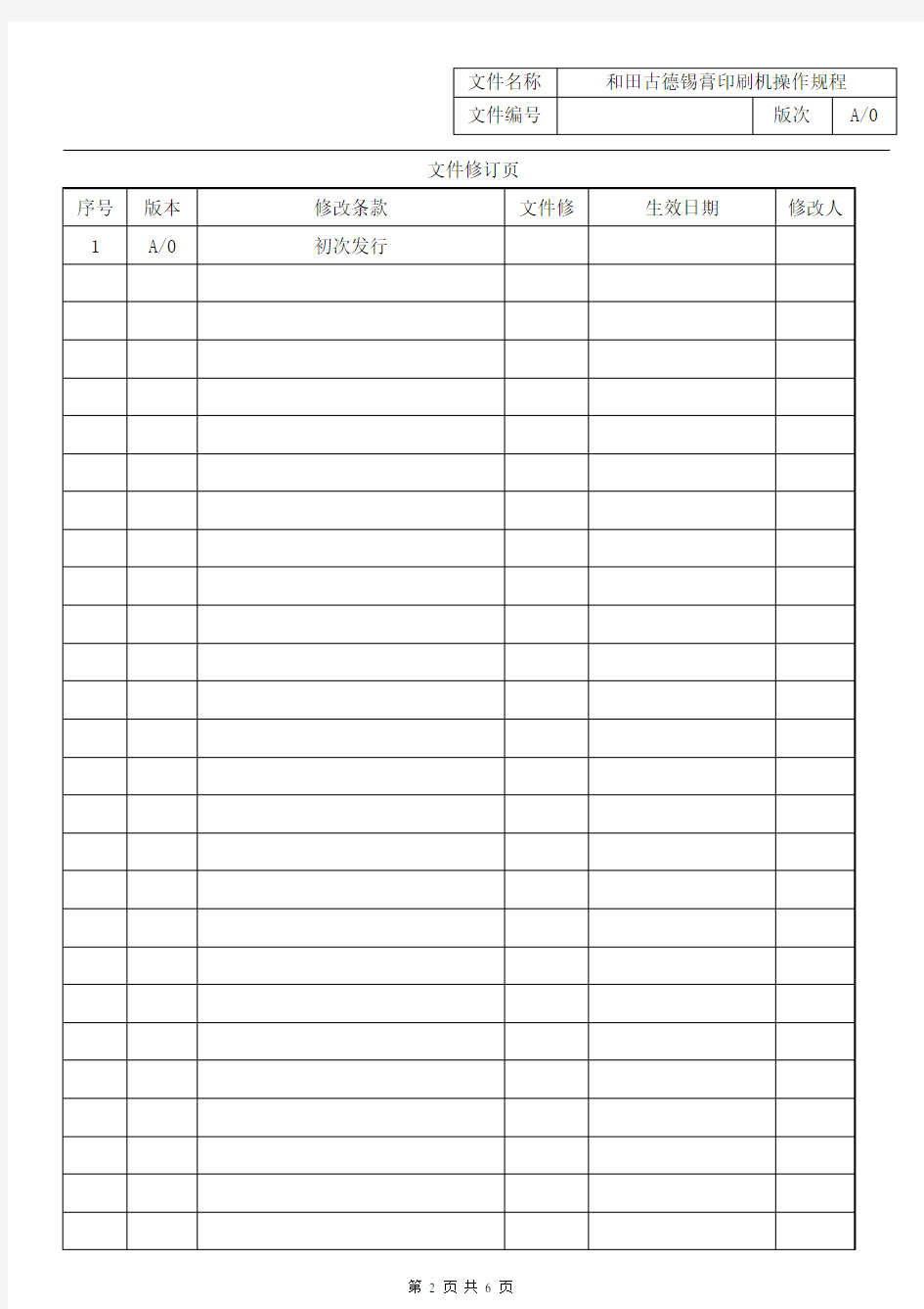 124-2016 A0 和田古德自动锡膏印刷机操作规程