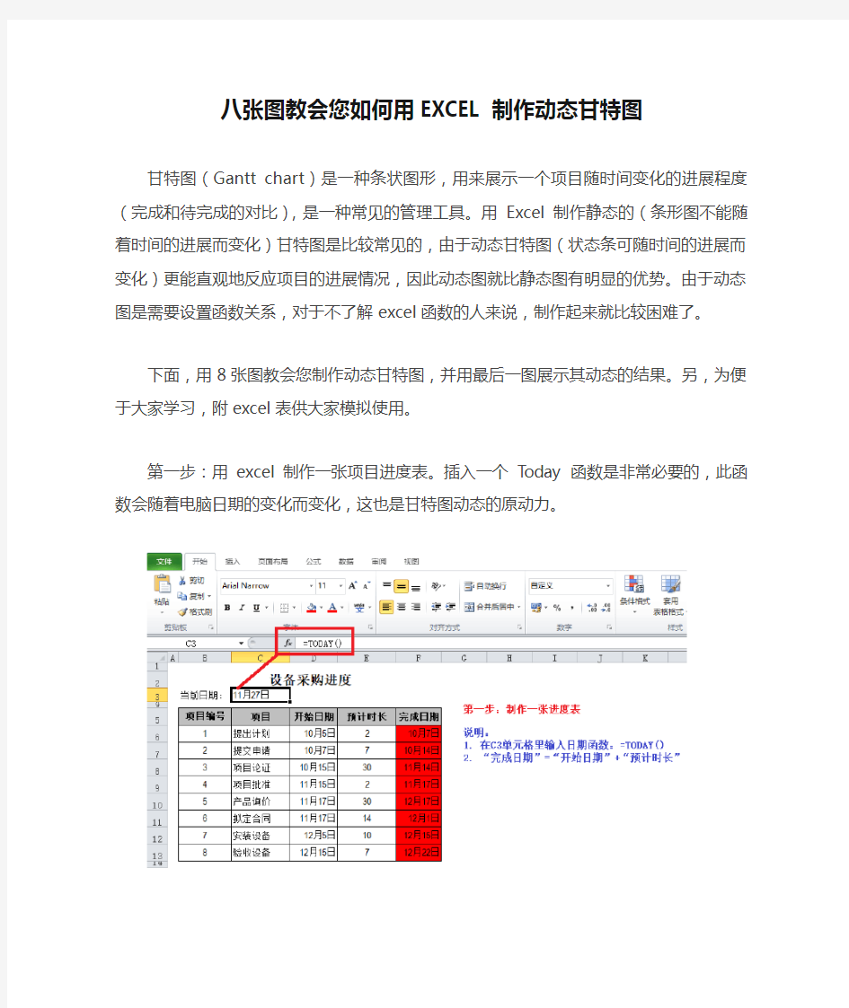 八张图教会您如何用EXCEL制作动态甘特图