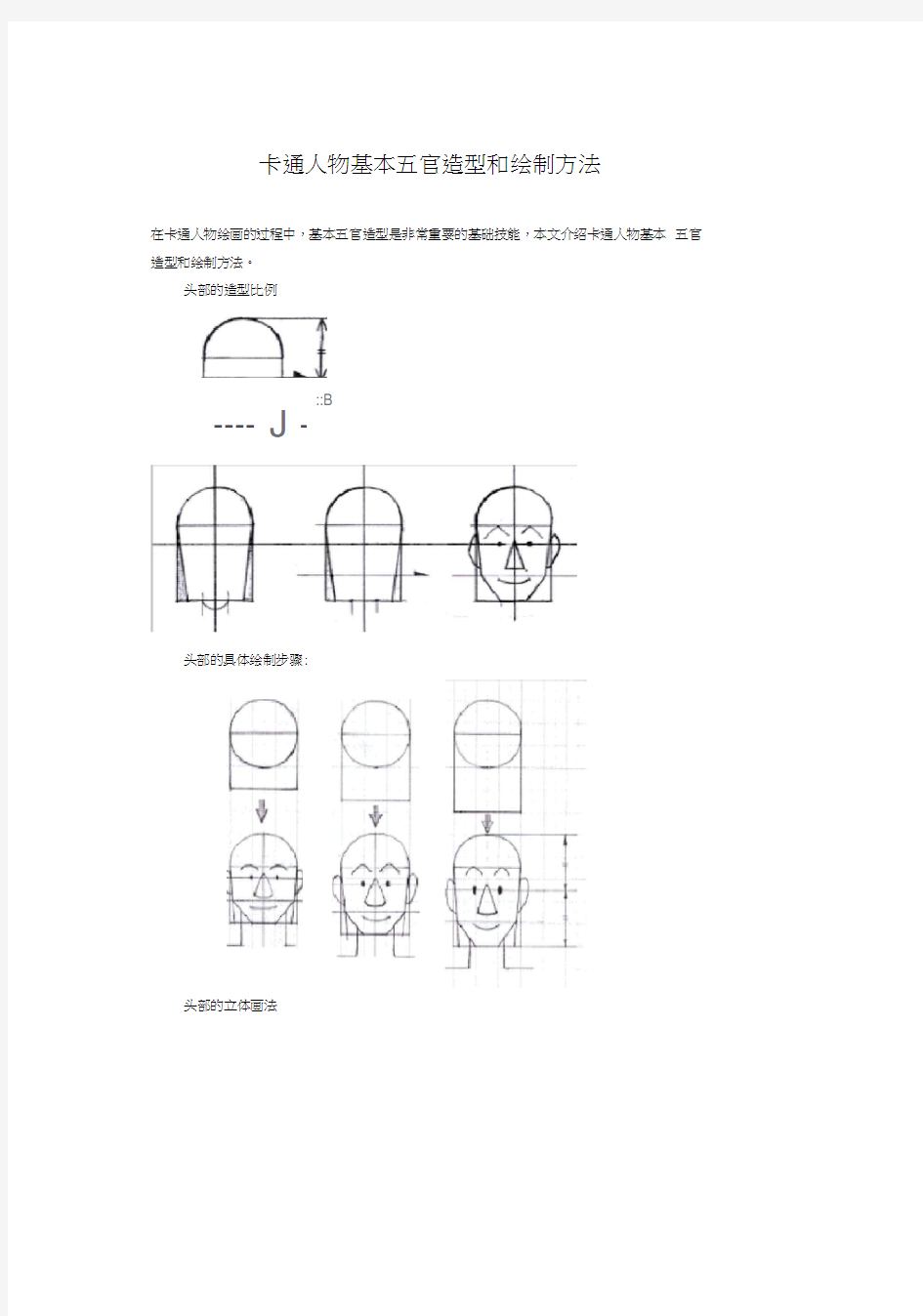 卡通人物基本五官造型和绘制方法