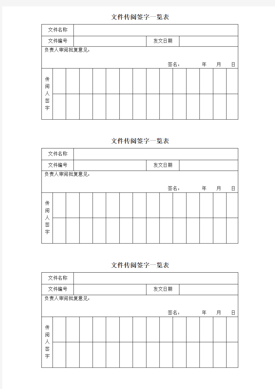 18-文件传阅签字一览表