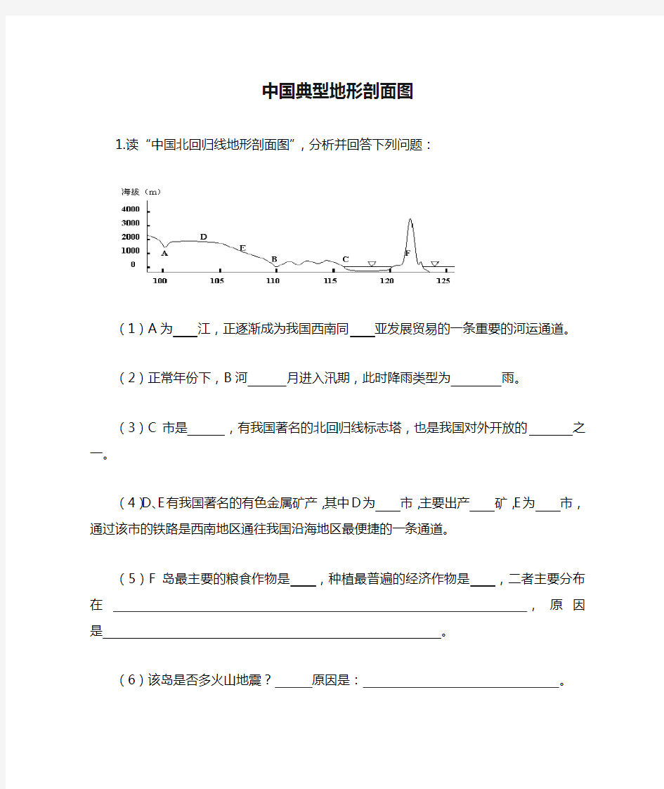 中国典型地形剖面图