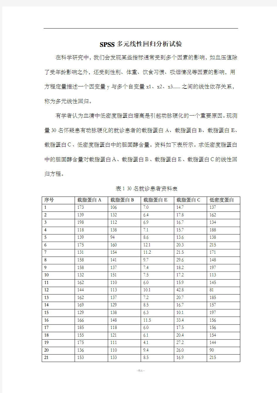 spss多元线性回归分析92134