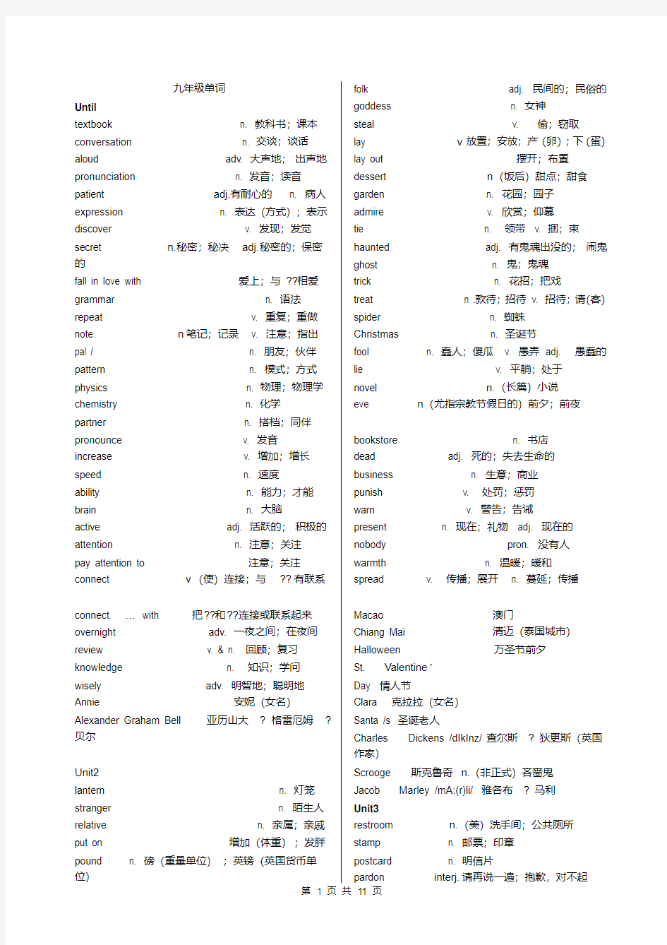 2014人教版九年级英语单词表全.doc