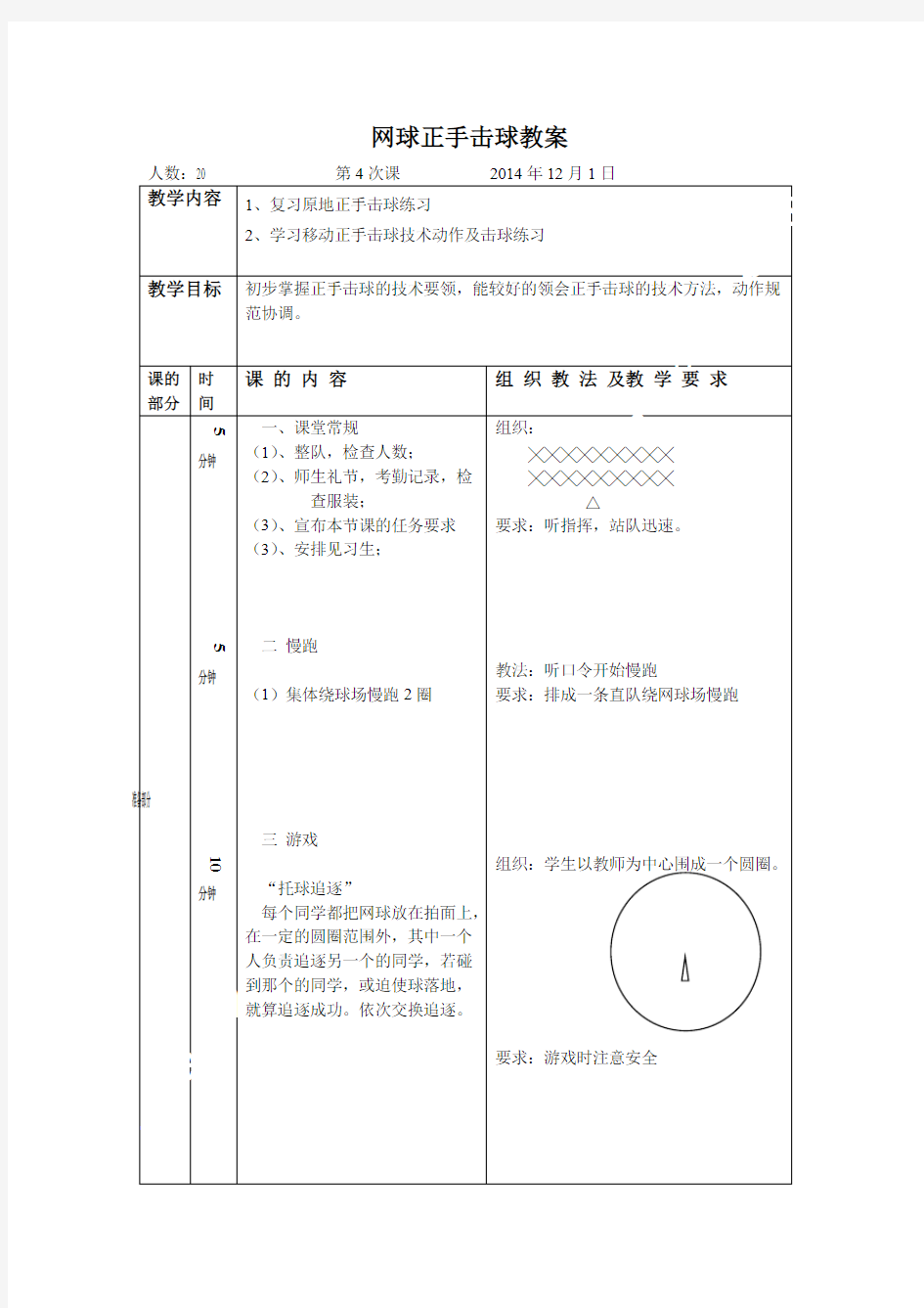 网球正手击球教案