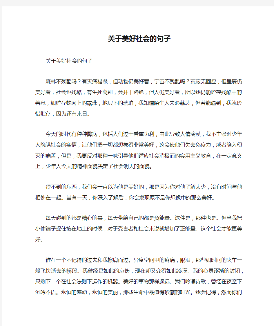 关于美好社会的句子