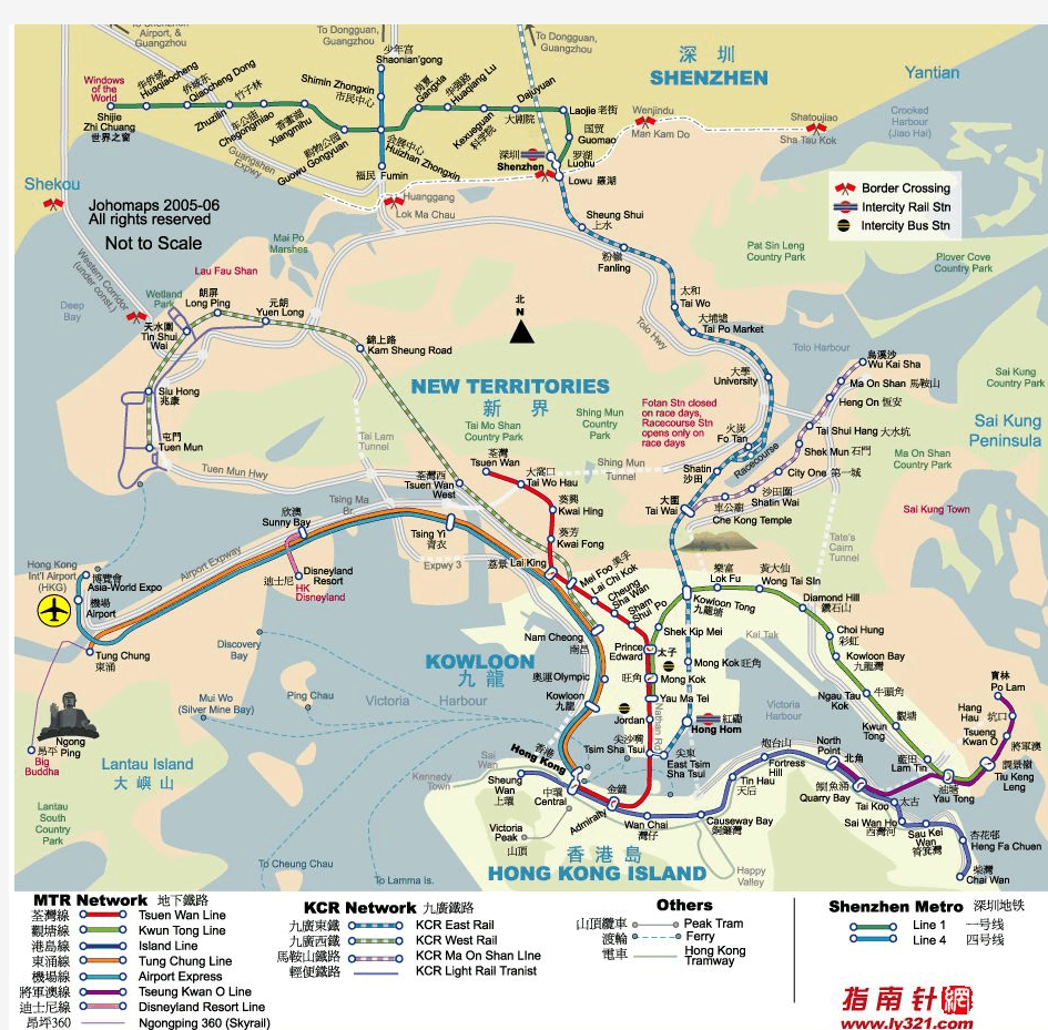 香港地图及其地铁站点