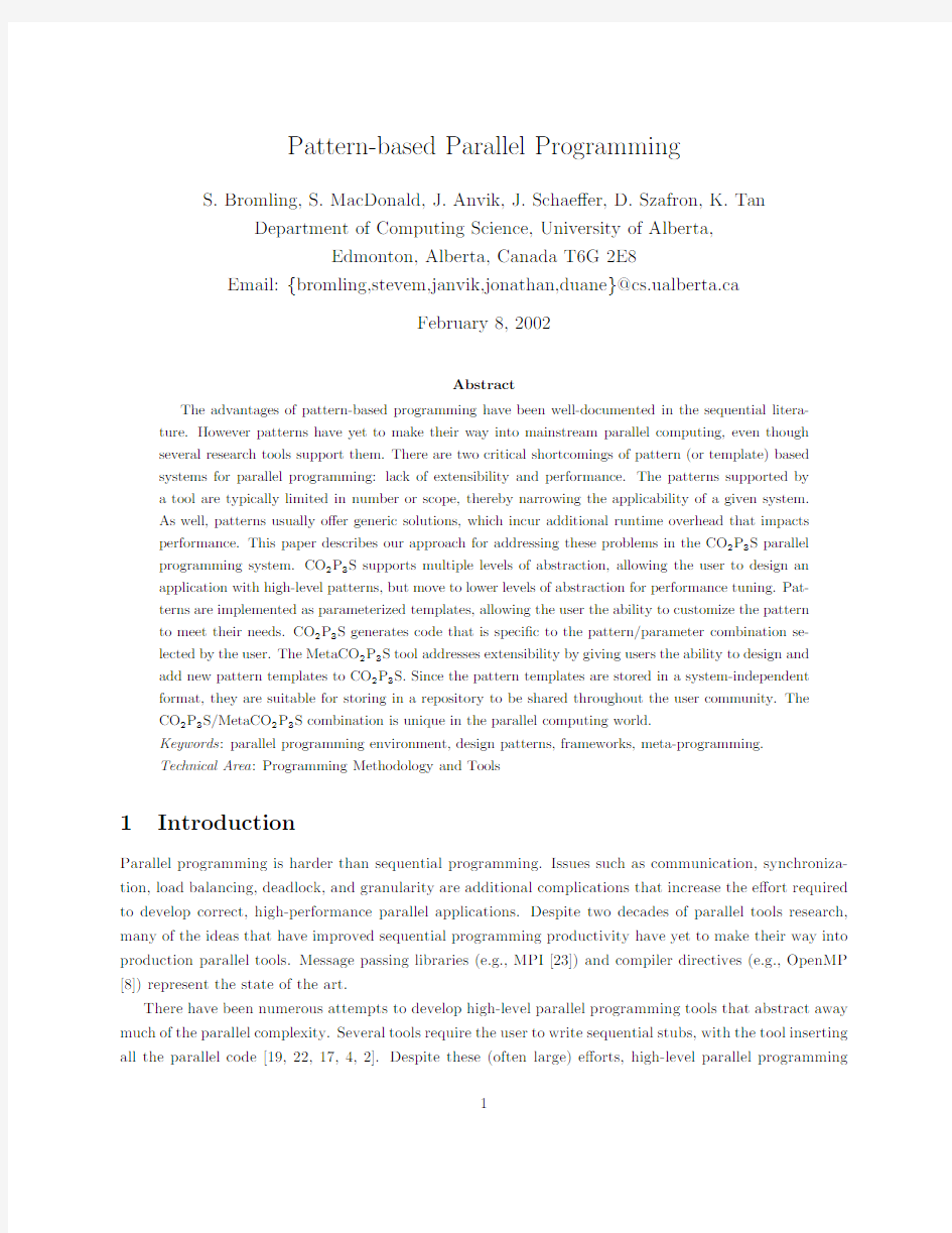 Pattern-based parallel programming