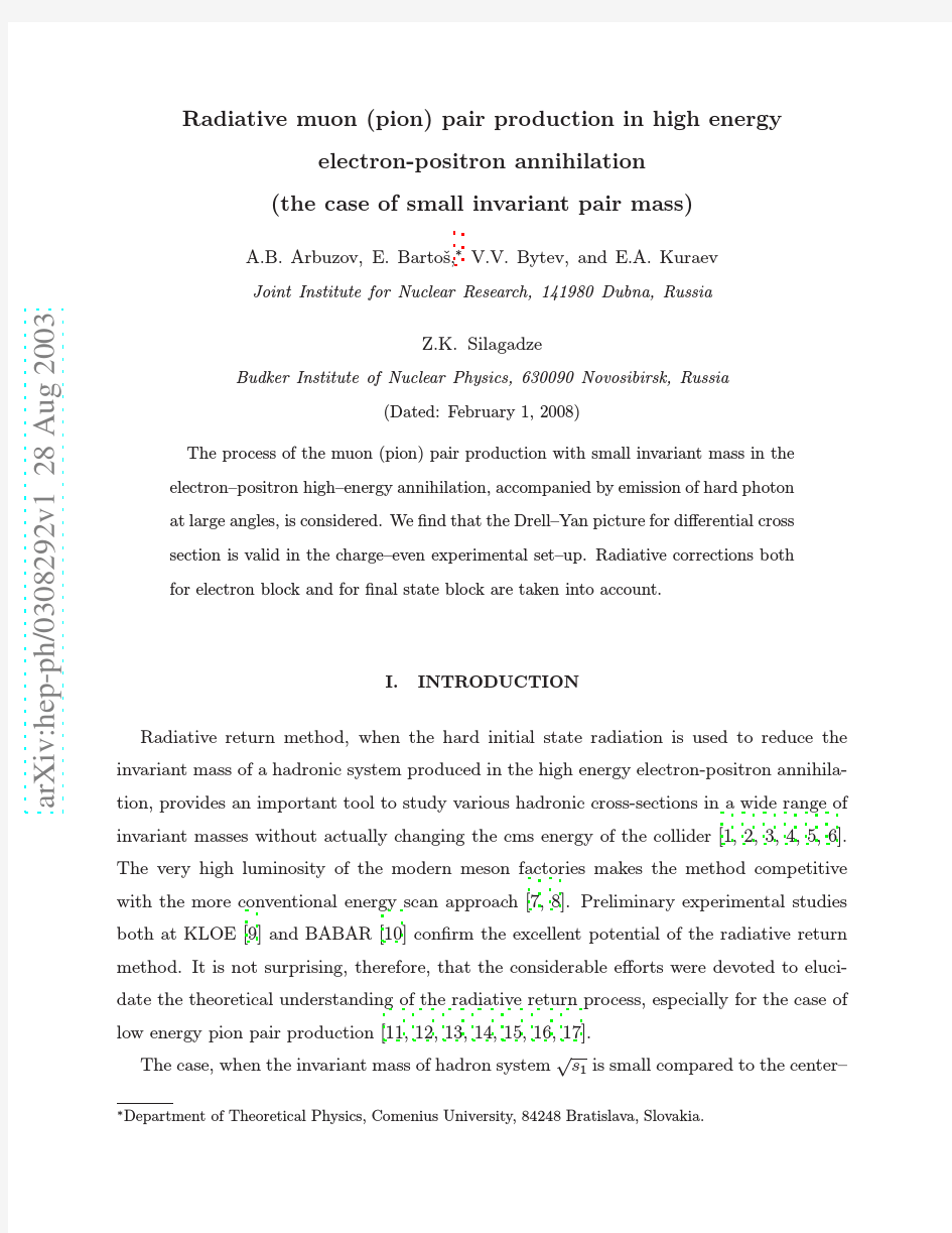 Radiative muon (pion) pair production in high energy electron-positron annihilation (the ca