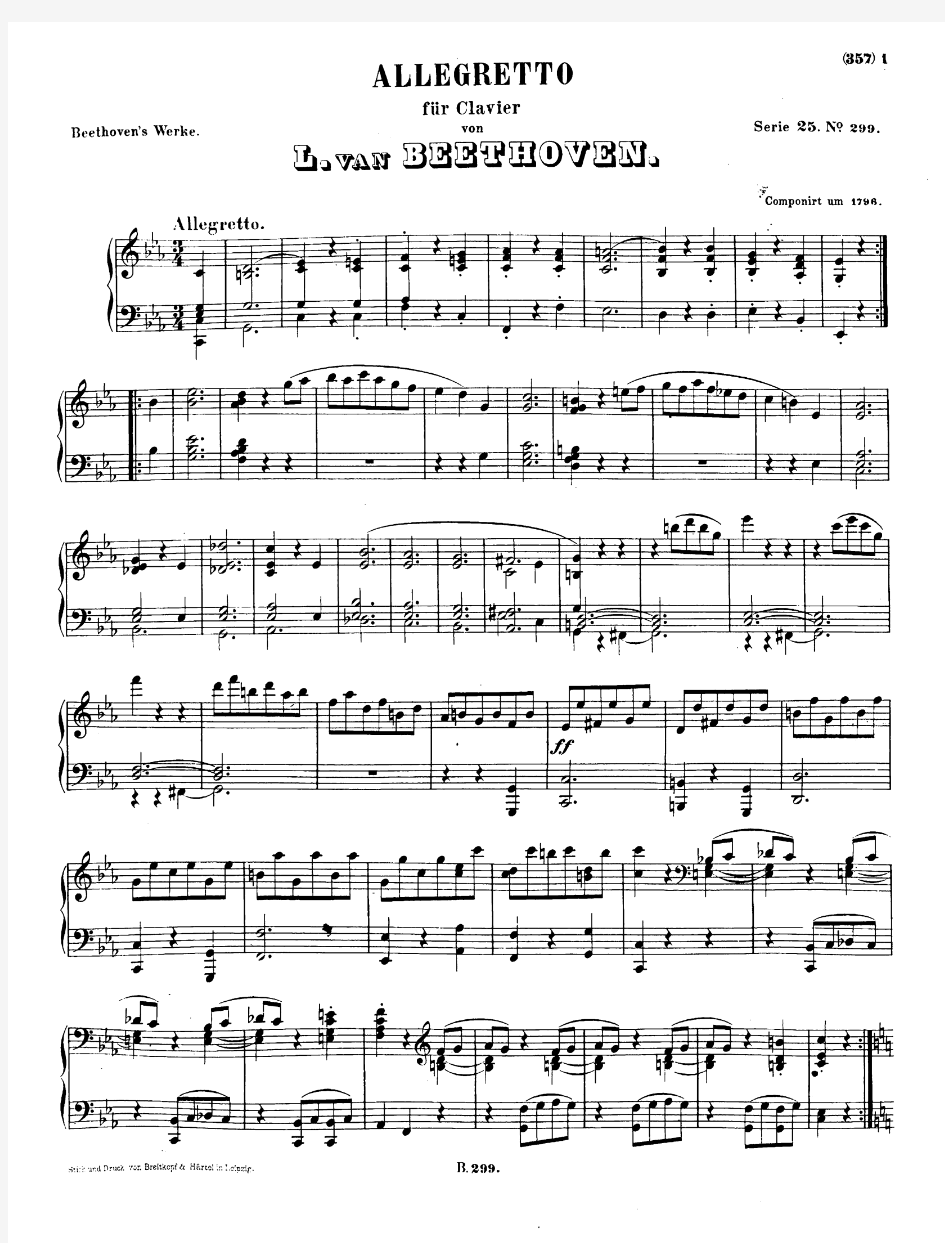 贝多芬钢琴曲Allegretto, WoO 53。