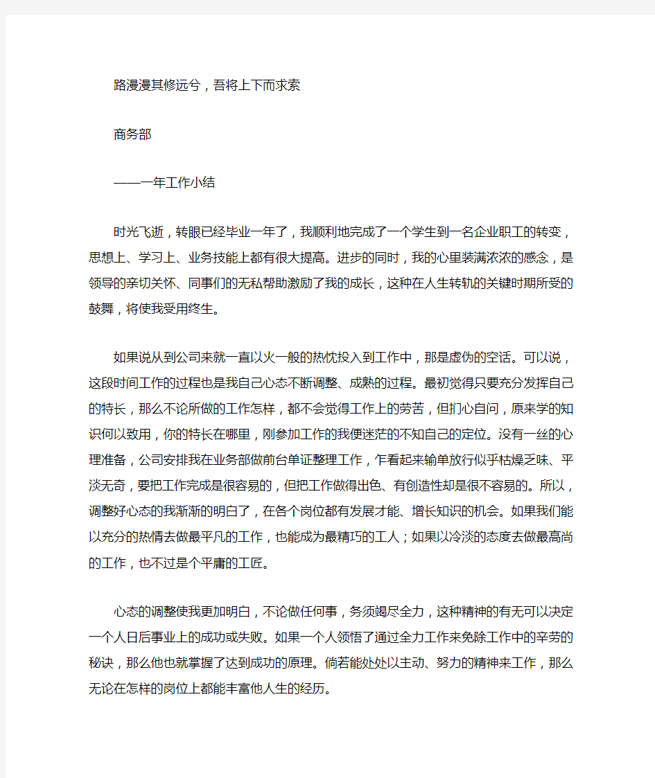 个人总结 路漫漫其修远兮