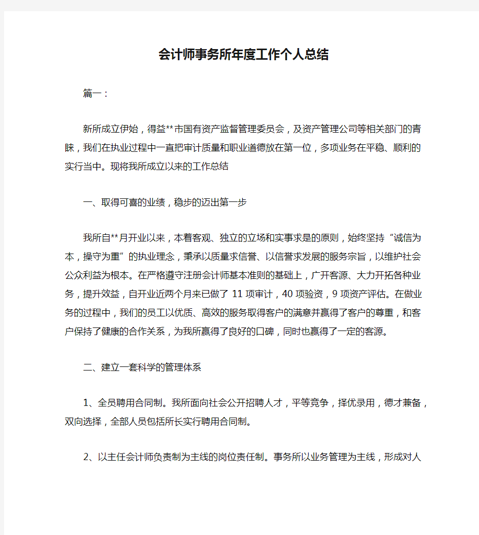 会计师事务所年度工作个人总结