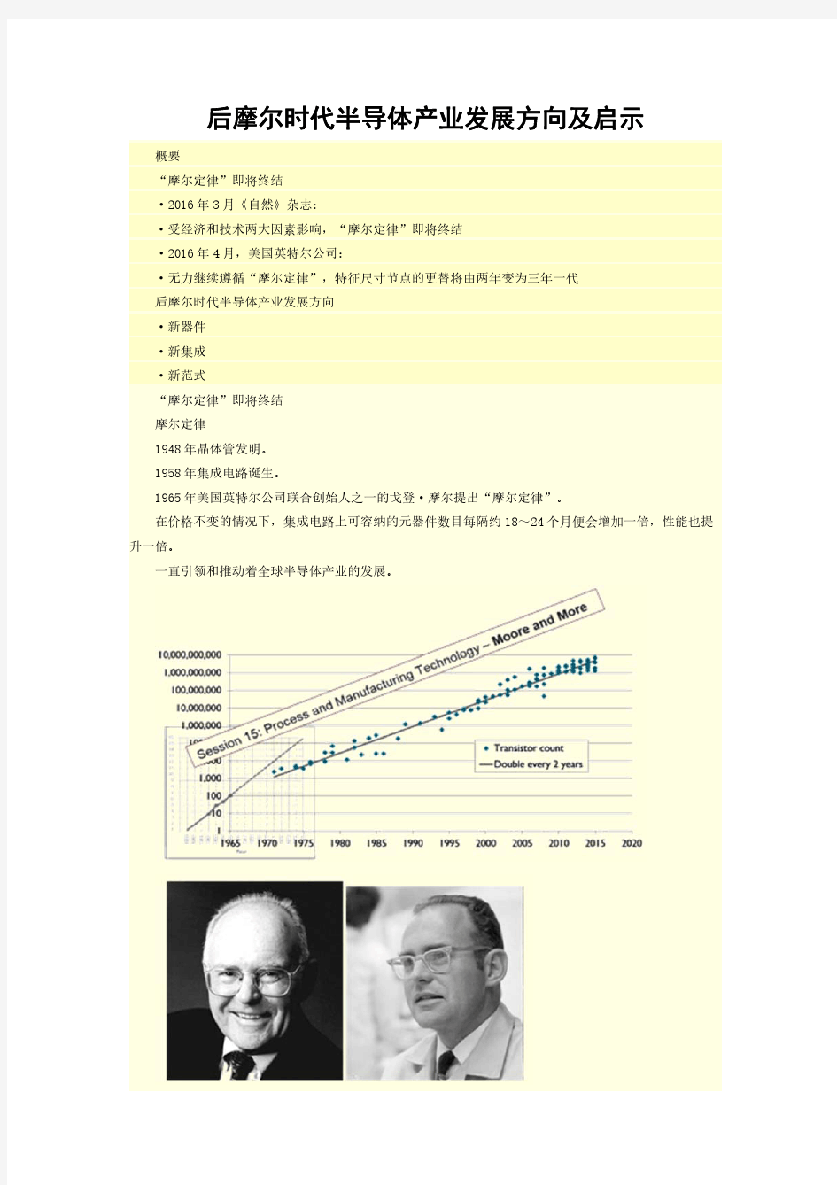 后摩尔时代半导体产业发展方向及启示