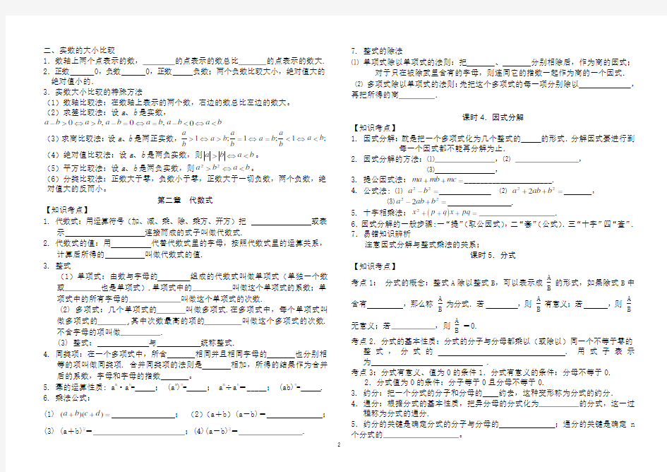 2013年九年级中考数学总复习资料