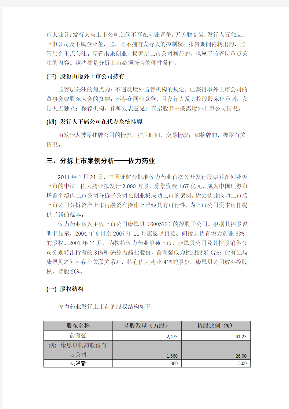 上市公司分拆上市的相关法规及案例分析1008复习进程