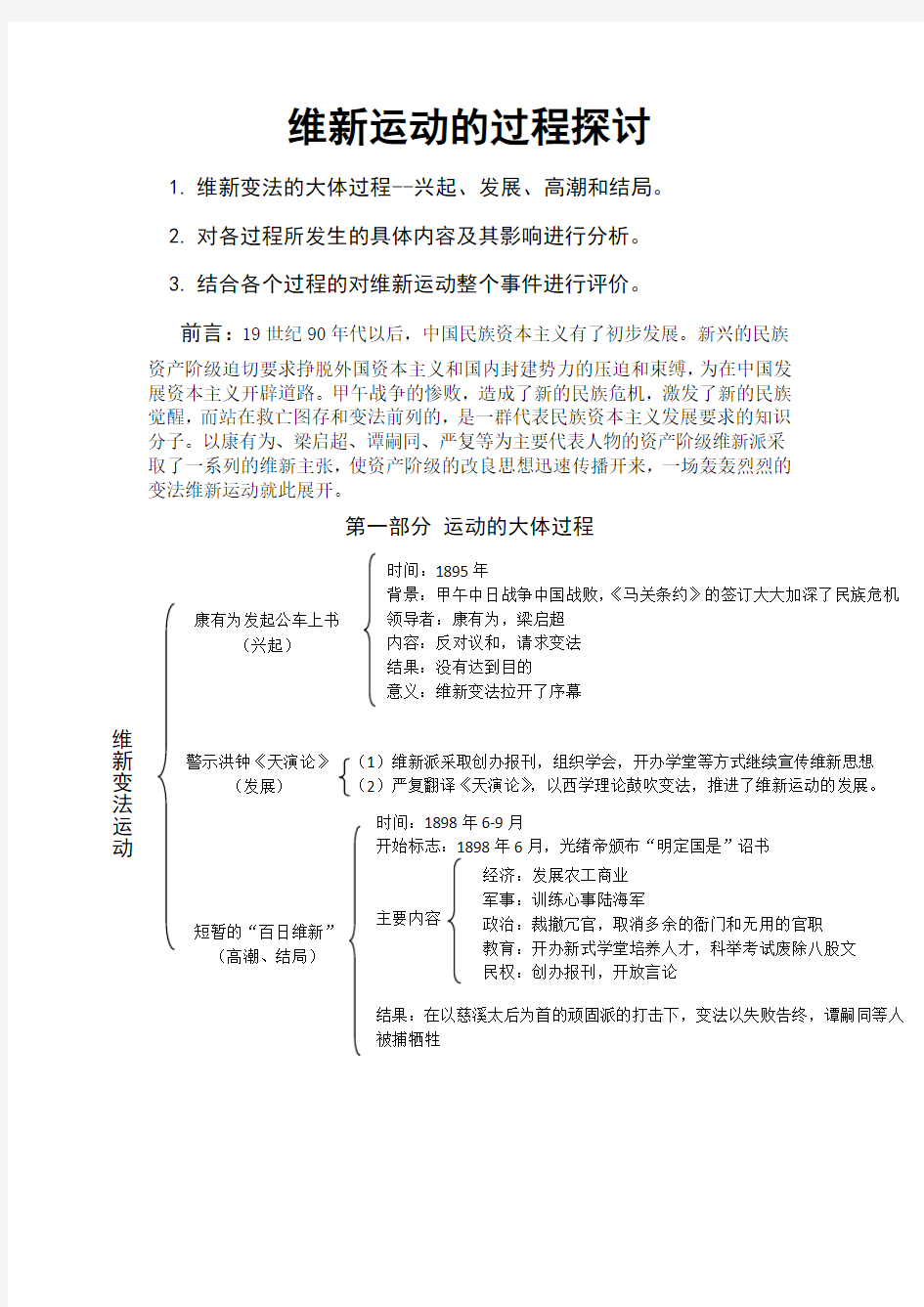 维新运动的过程探讨