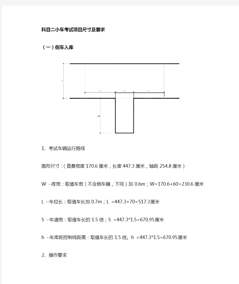 科目二小车考试项目尺寸图