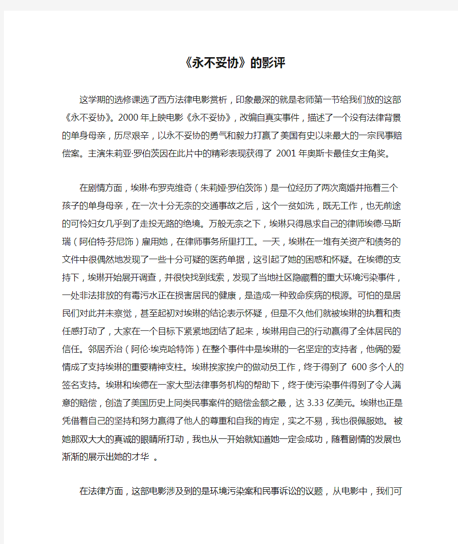 《永不妥协》的影评