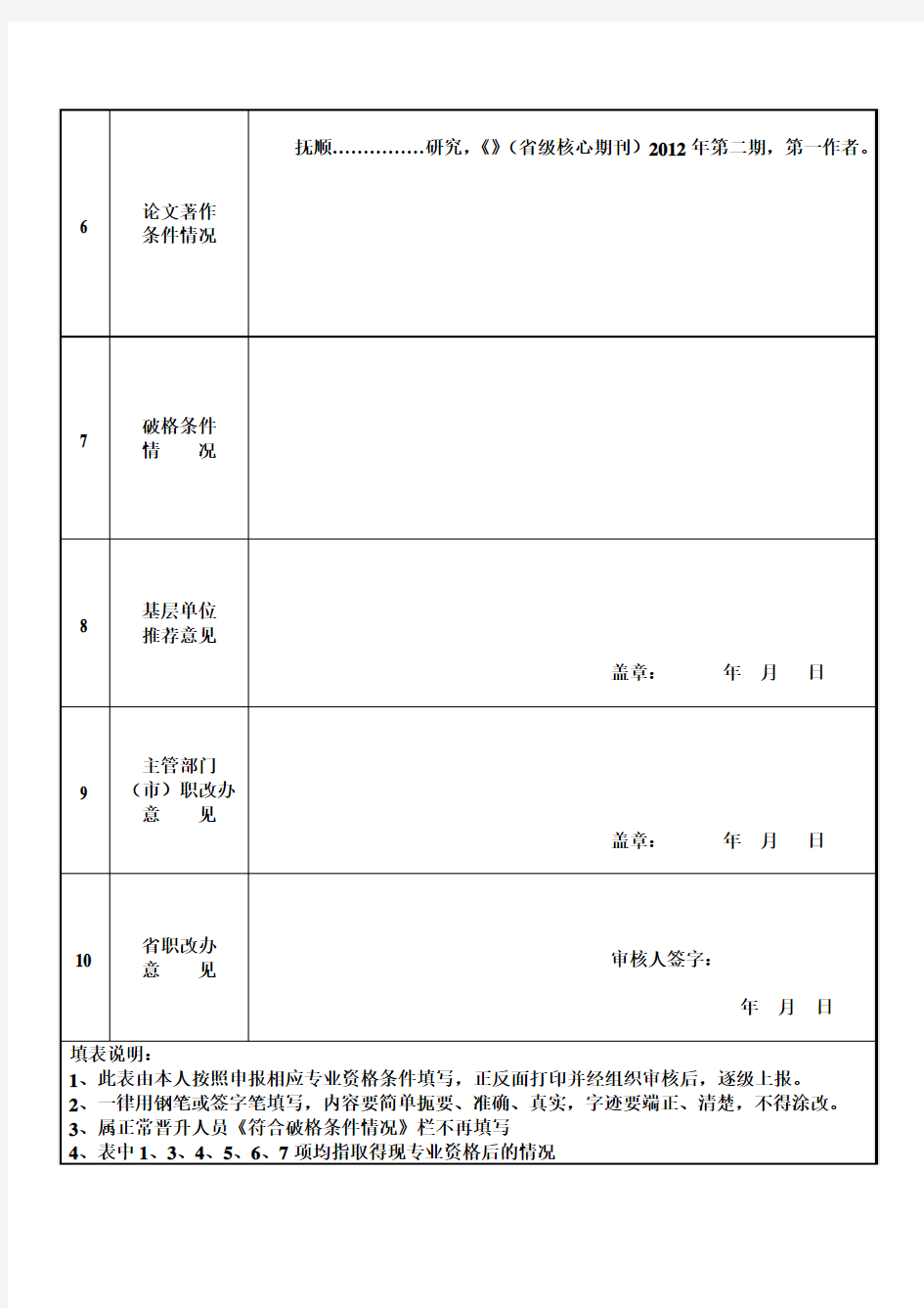 河北省专业技术职位任职资格情况一览表