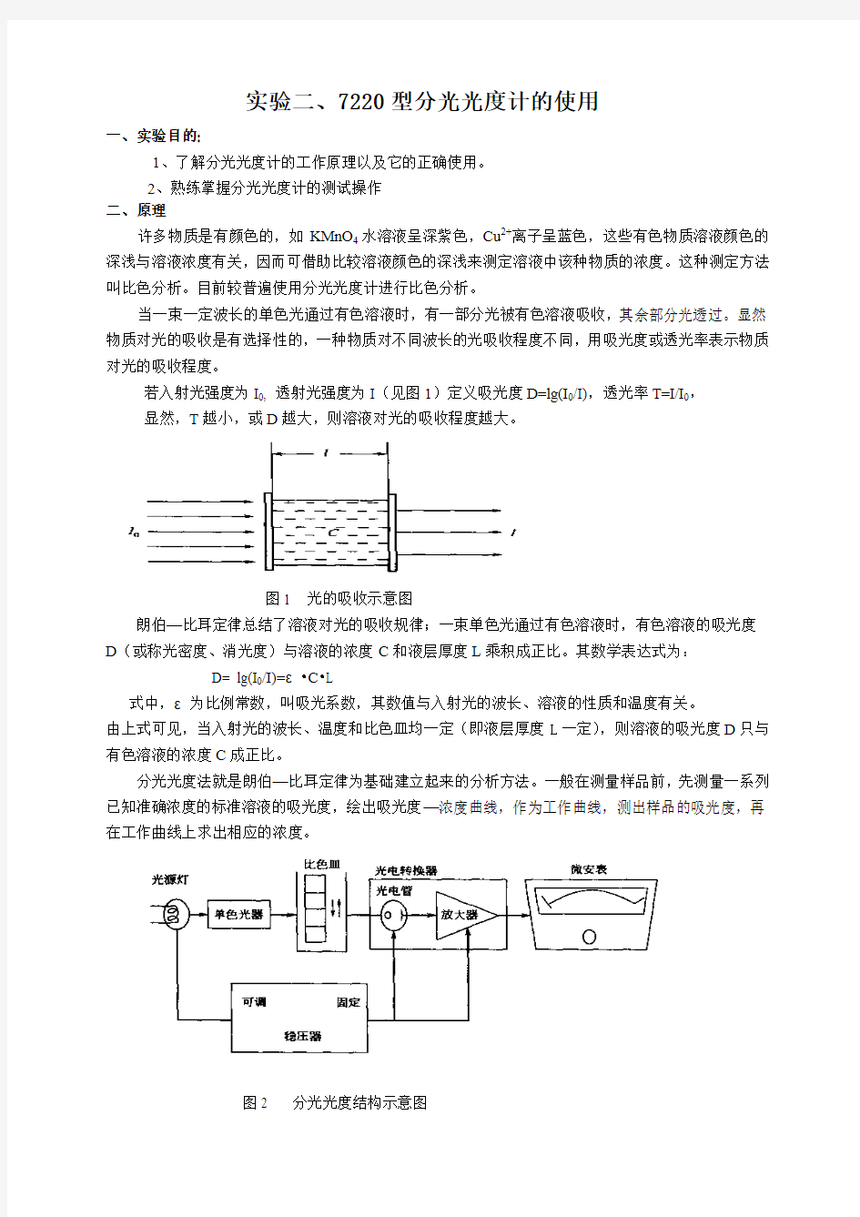 实验二、分光光度计的使用