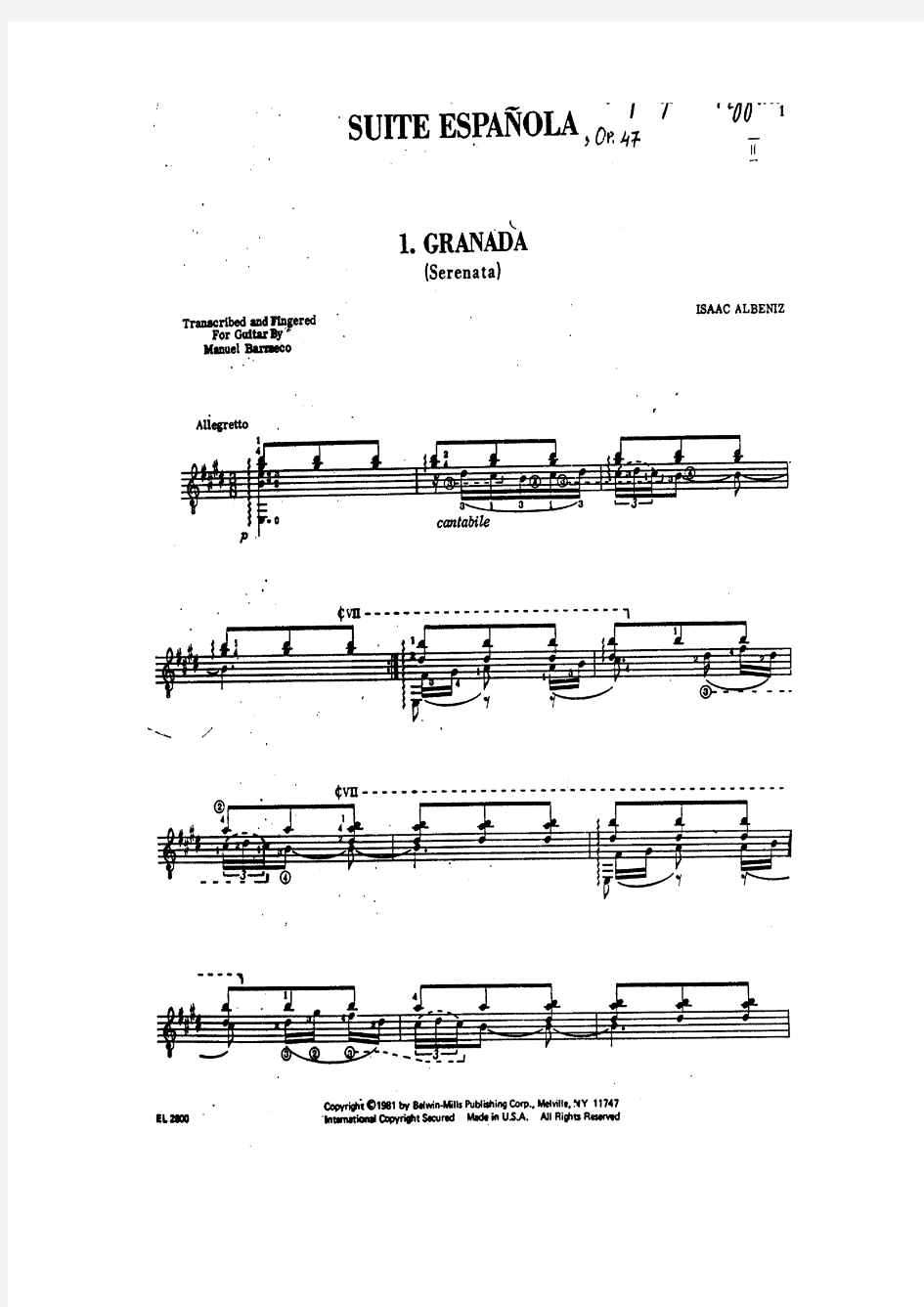 ENRIGUE GRANADOS ：Danzas Espanolas 格拉纳多斯《西班牙舞曲》(古典吉他曲谱)