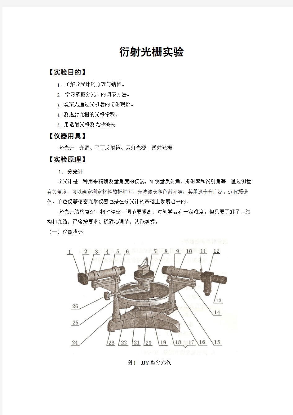 衍射光栅实验