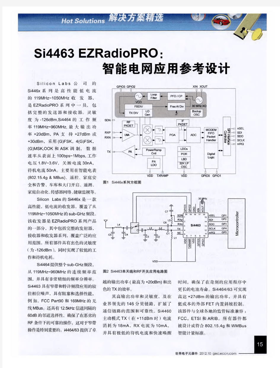 Si4463 EZRadioPRO：智能电网应用参考设计
