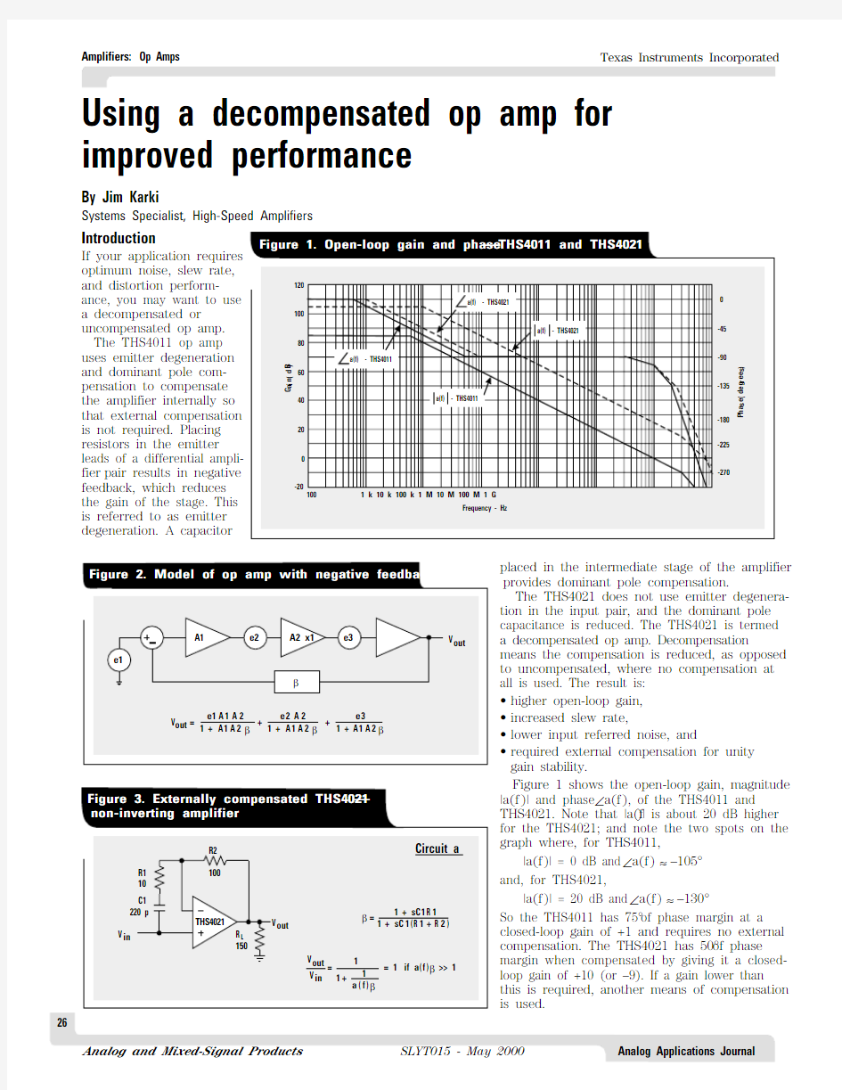 Using a decompensated op amp for improved performance