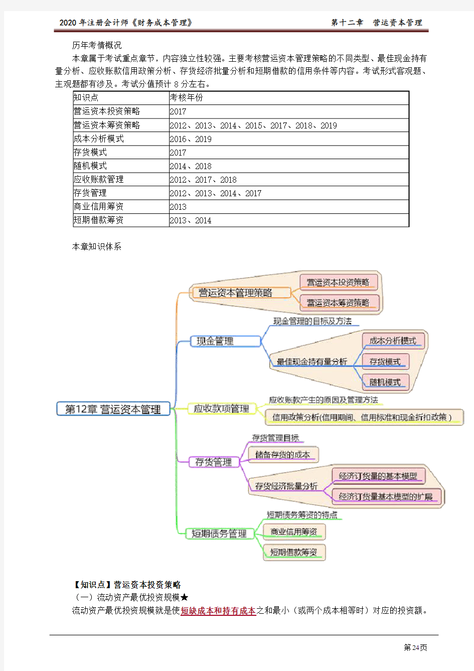 注册会计师_财务管理(2020)_第十二章 营运资本管理