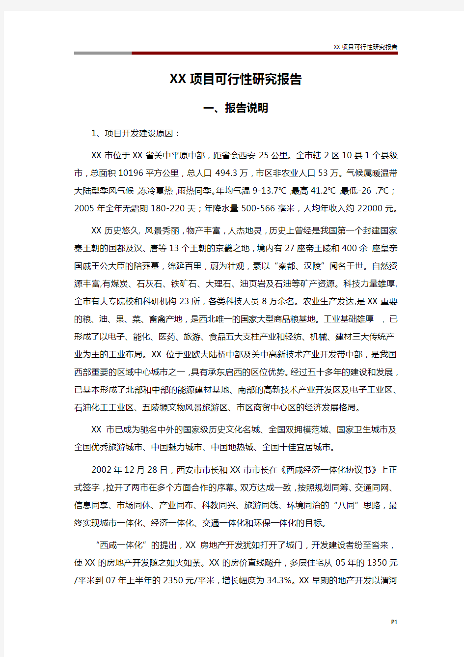 XX项目可行性研究报告