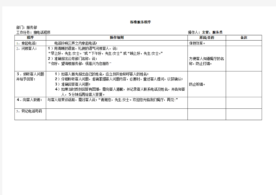 SOP标准化流程