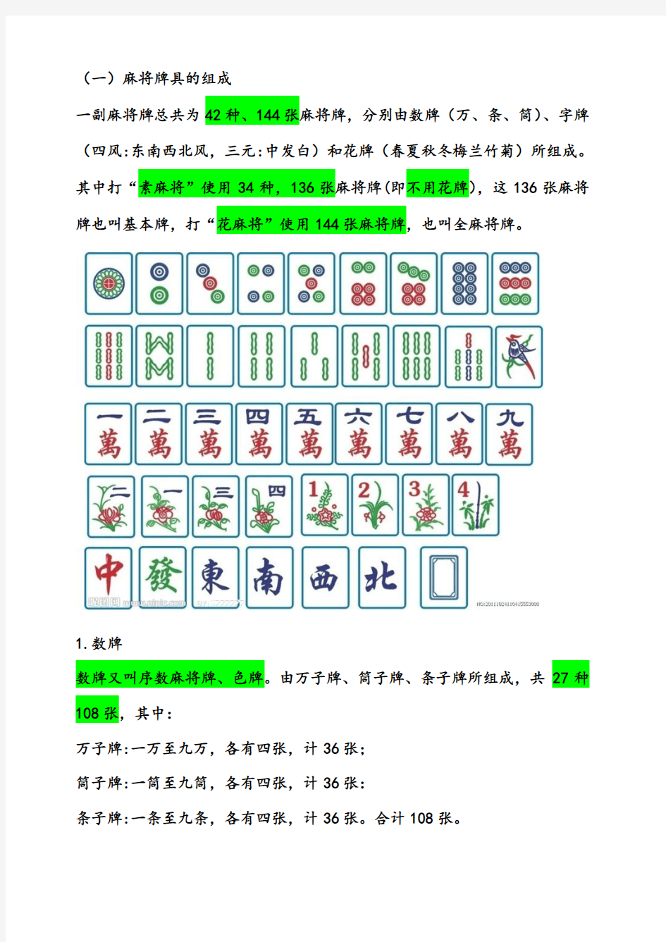 初学麻将基本知识-如何学习打麻将-麻将打法介绍